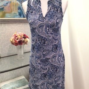 Michael Kors V Neck Paisley Sleeveless Dress